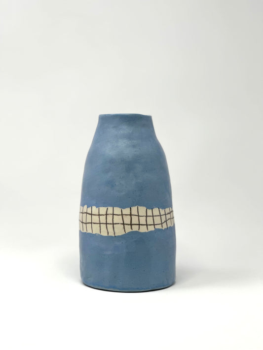 Blue and white clay vase