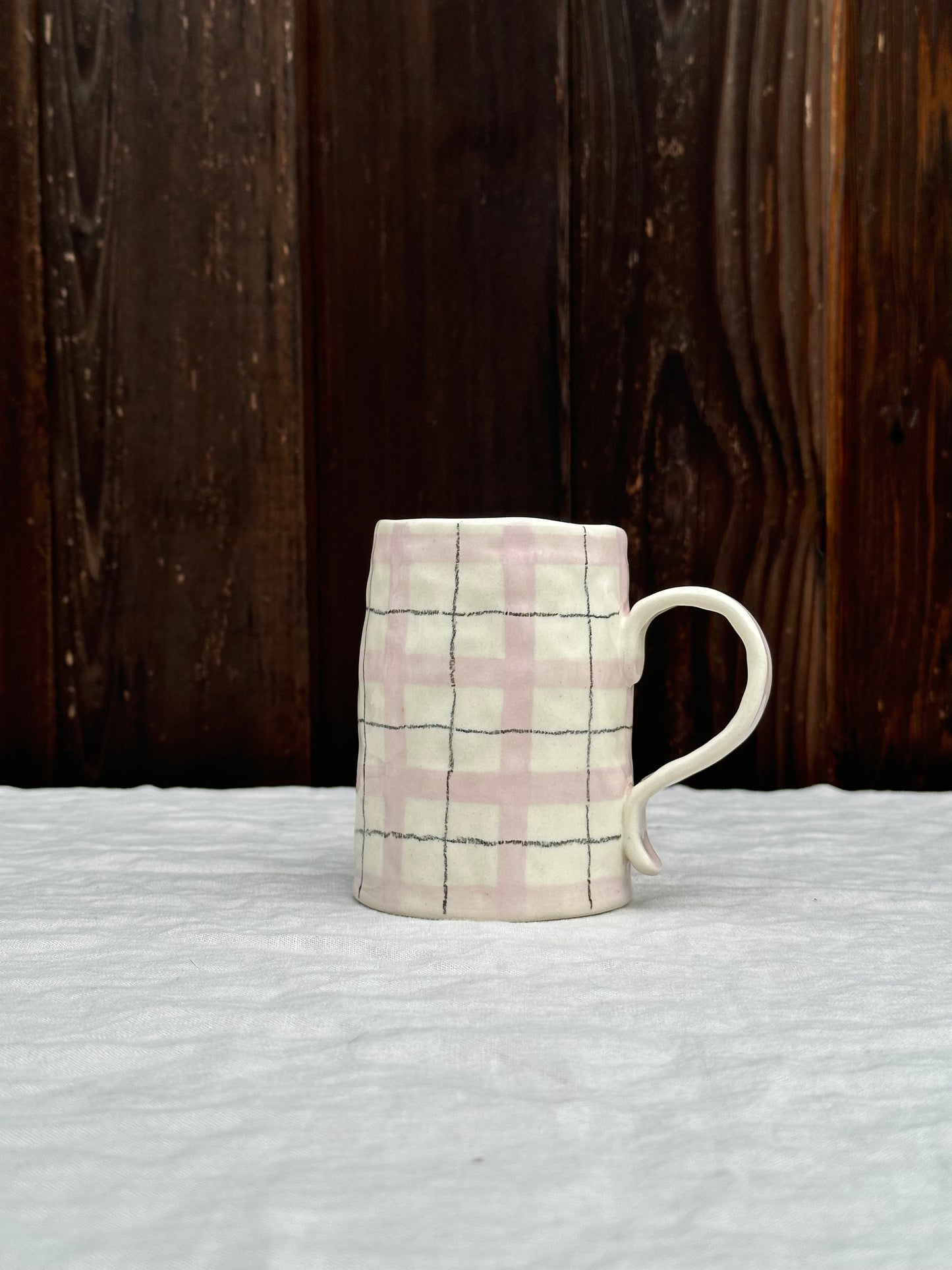 lilac and pencil plaid tall mug