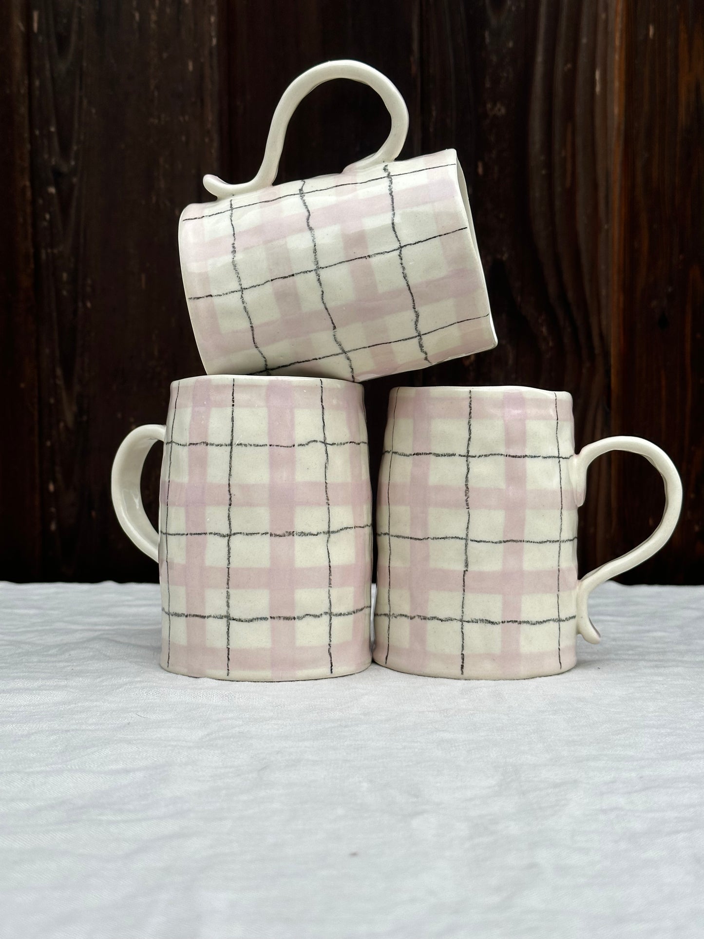 lilac and pencil plaid tall mug