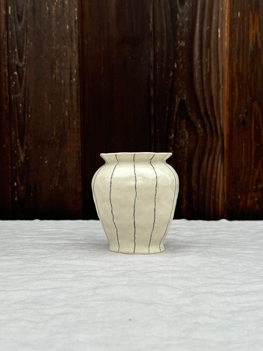 mini vase black pencil stripe