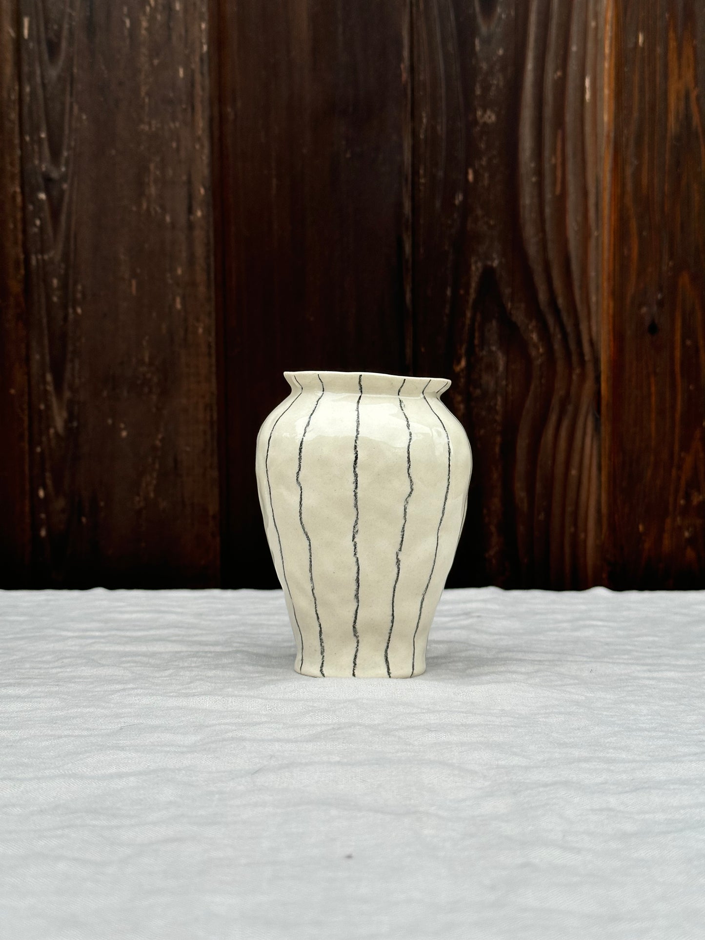 mini vase black pencil stripe