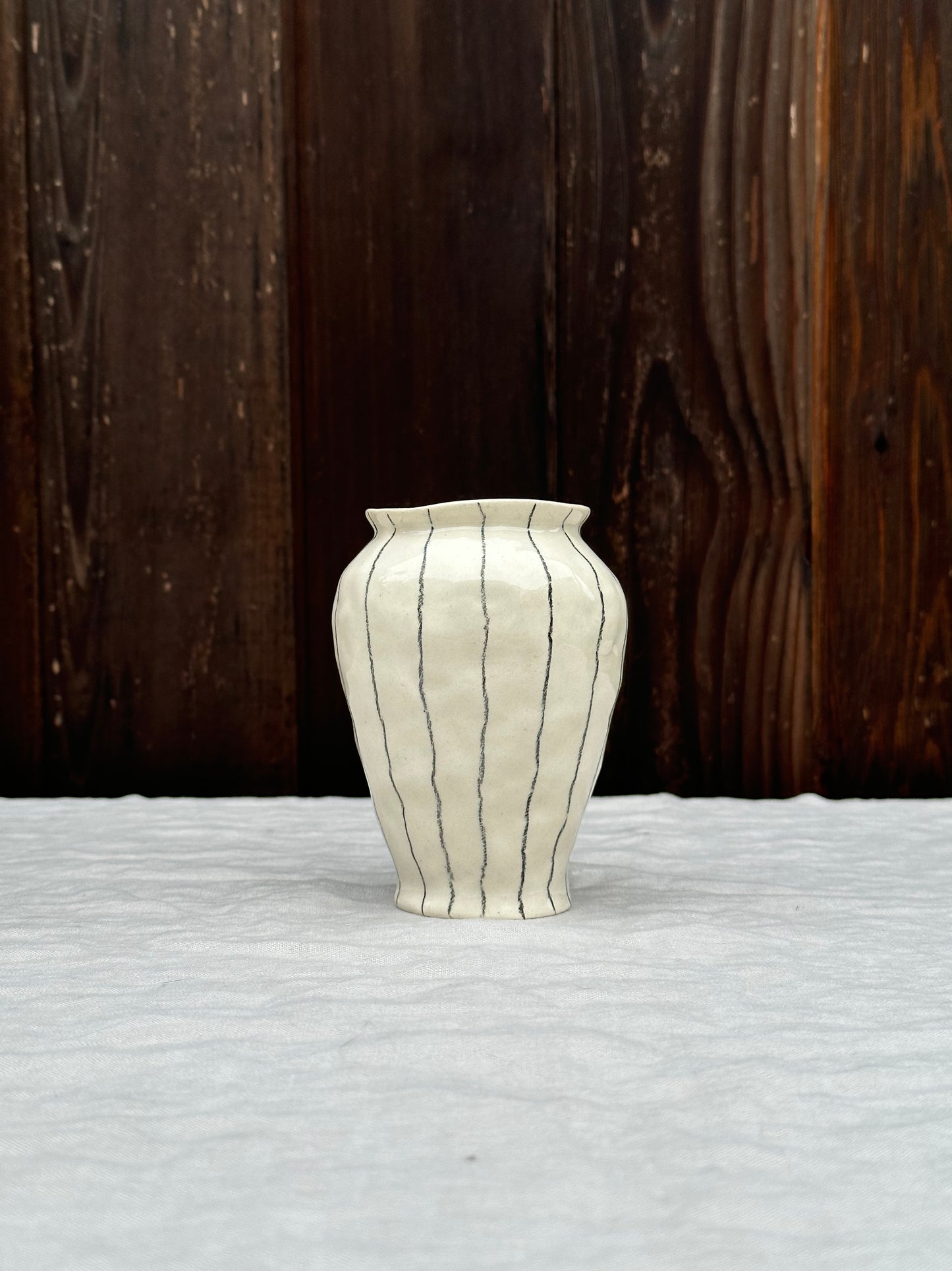 mini vase black pencil stripe