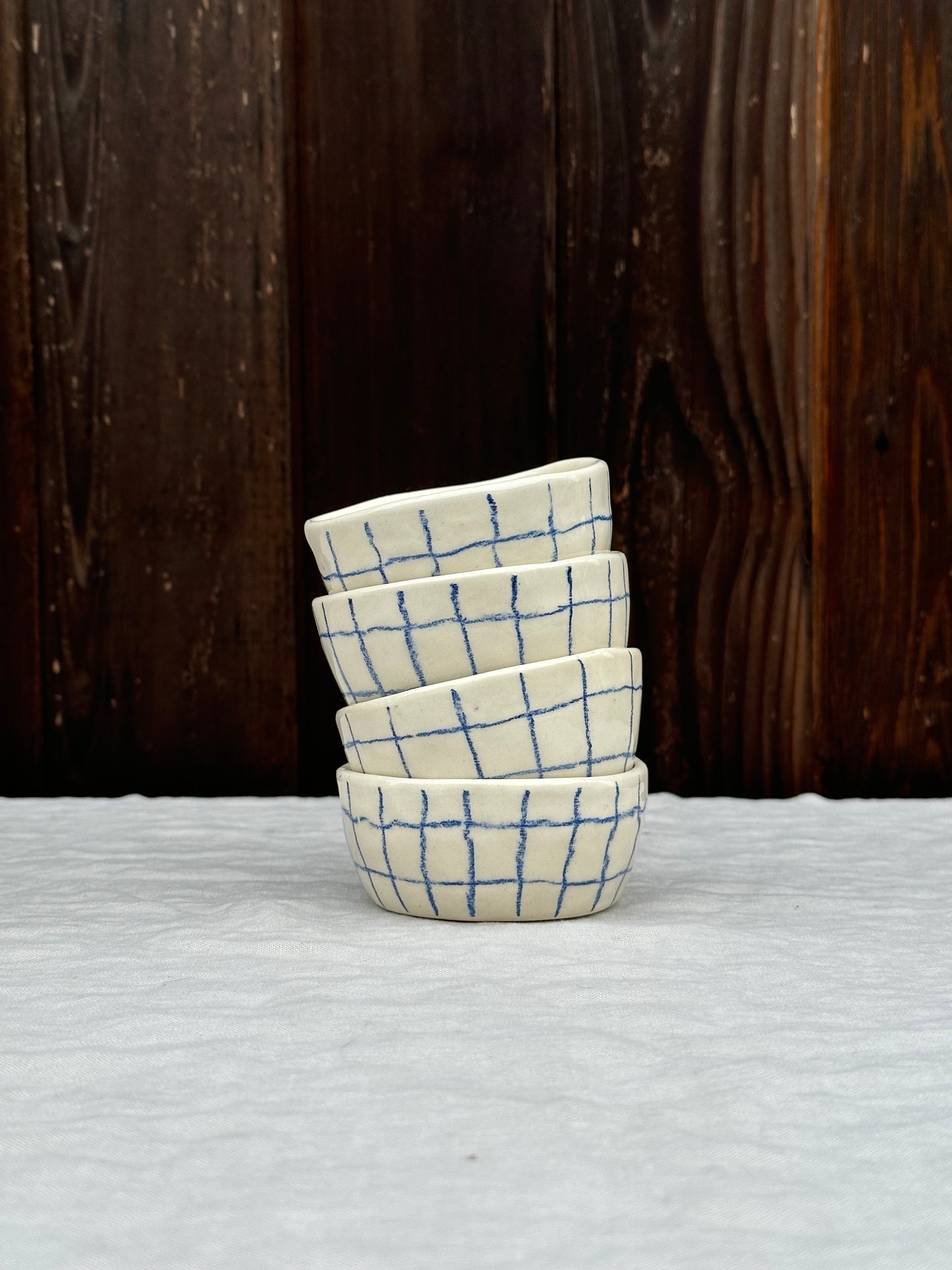 mini bowl blue pencil grid