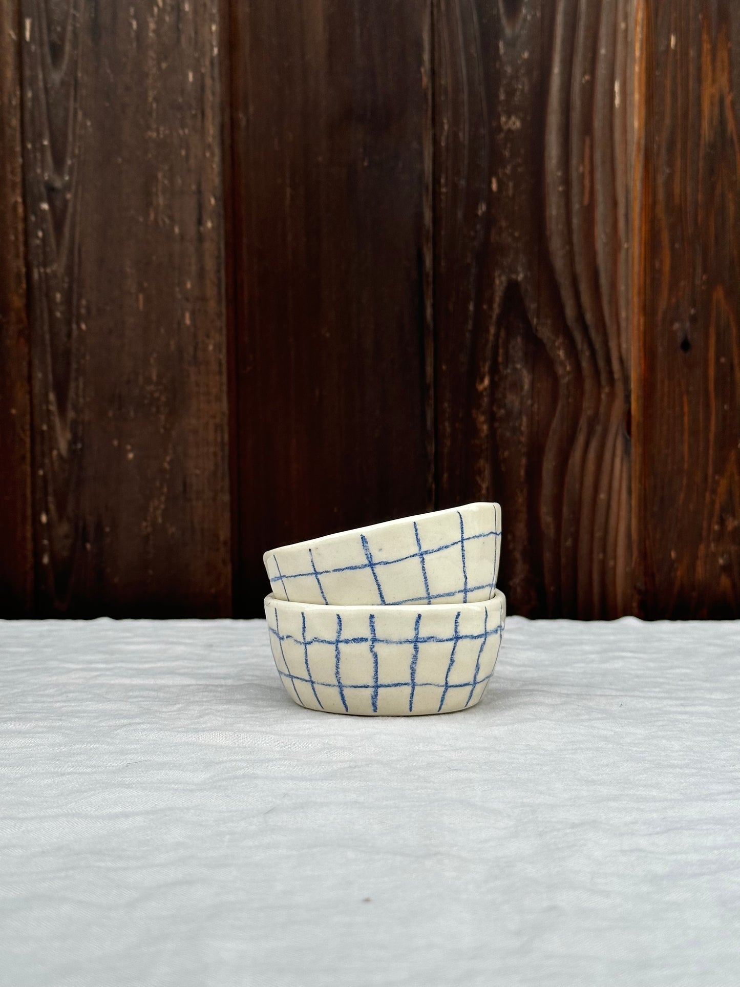 mini bowl blue pencil grid