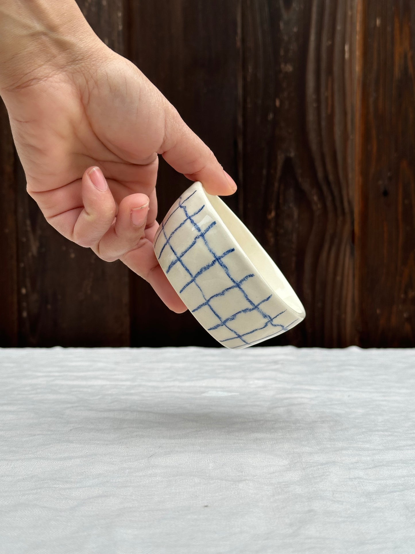 mini bowl blue pencil grid